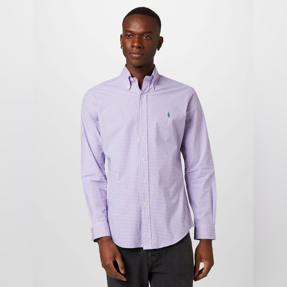 🖤Polo Ralph Lauren Custom Fit Lavender/White Dress Shirt